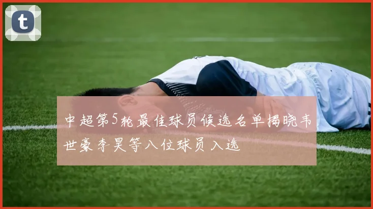 中超第5轮最佳球员候选名单揭晓韦世豪李昊等八位球员入选